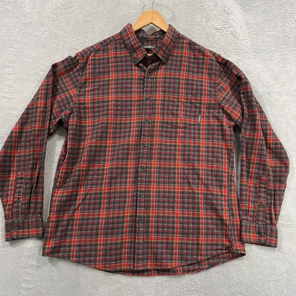 Eddie Bauer Shirt Mens XL Tall Favorite Flannel Plaid‎ Classic Fit Button Up